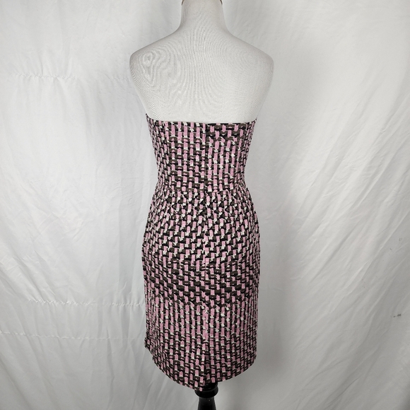 NWT Banana Republic Petite Abstract Silk Pink Pockets Dress Strapless, 4P - Picture 7 of 16